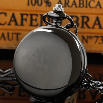 Търговия на едро с Модни Черни Гладки Кристални Джобни Часовници За Мъже Gentleman Vintage Charm Fob Clock джобни часовници