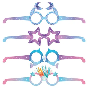 Интериор в стил Русалка, морска морска звезда, хартиени очила Русалки в морето, за да проверите за партита, подаръци за партита, подаръци за деца