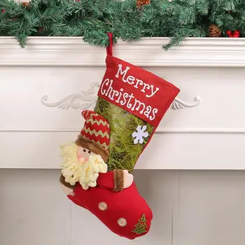 Коледна Висулка Празничен Коледен Чорап Украшение Капацитет Наситен Цвят На Дядо Коледа, Снежен Човек Коледен Окачен Декор Празничен Аксесоар